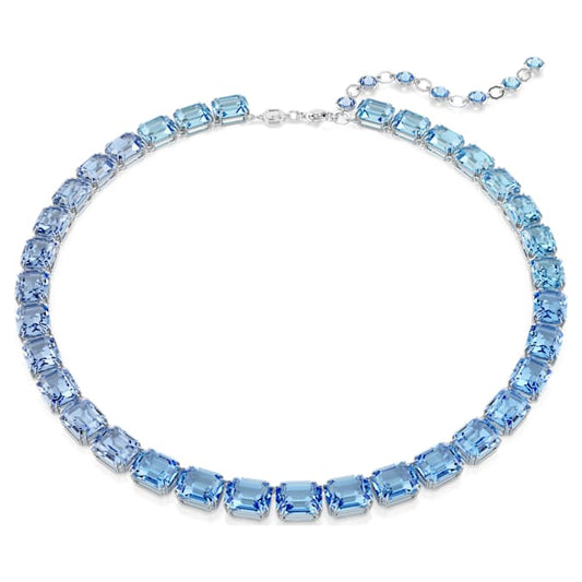 Millenia Tennis necklace Octagon cut, Color gradient, Blue, Rhodium plated