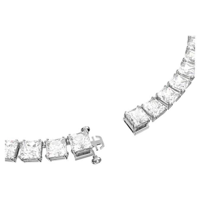 Millenia Tennis necklace Square cut, White, Rhodium plated