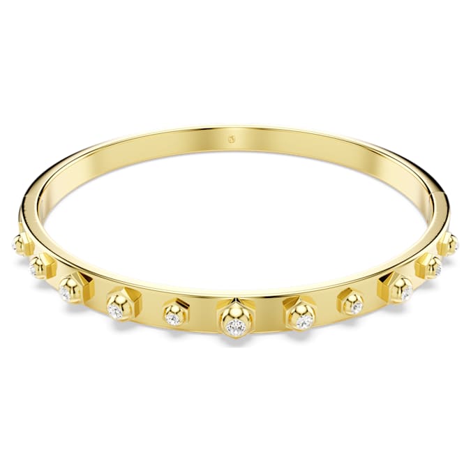 Numina bangle Mixed round cuts, White, Gold-tone plated