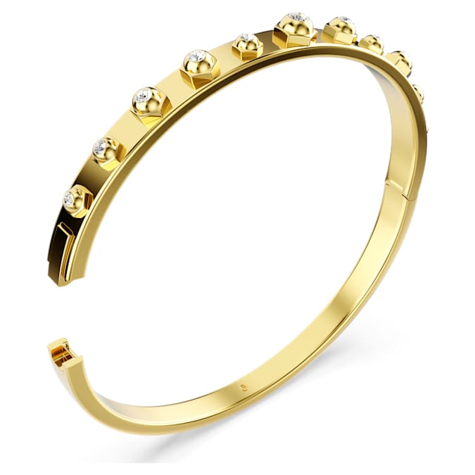 Numina bangle Mixed round cuts, White, Gold-tone plated