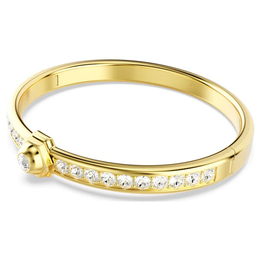 Numina bangle Round cut, White, Gold-tone plated