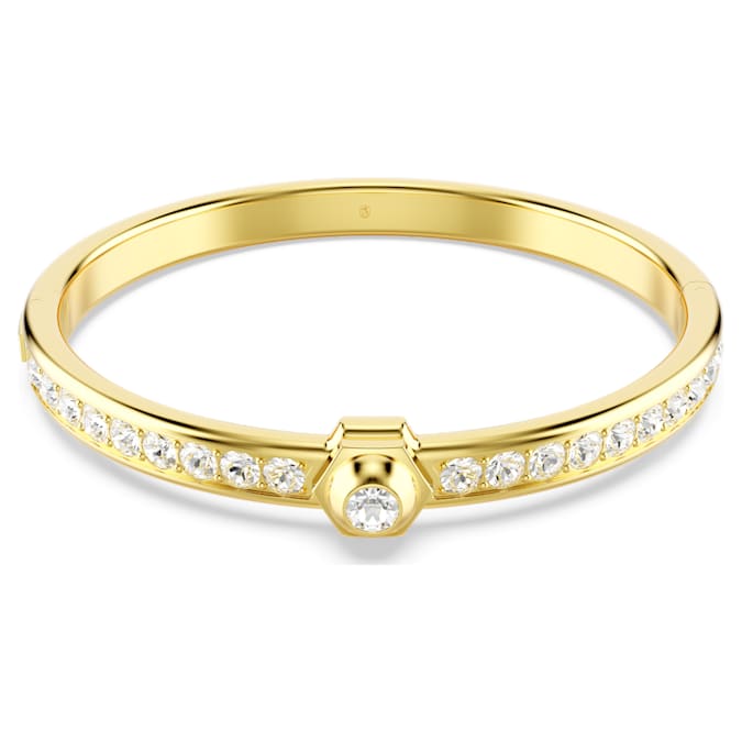 Numina bangle Round cut, White, Gold-tone plated
