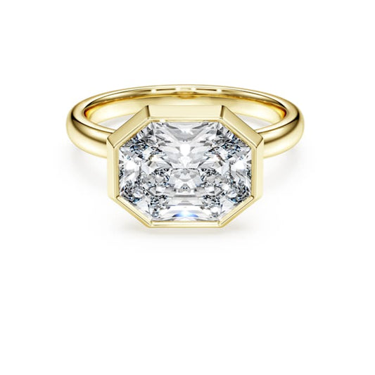 Octagon bezel ring Lab-grown diamonds 3.0 ct tw, Octagon shape, 14K yellow gold