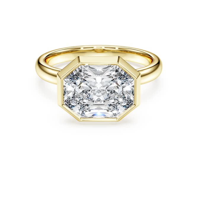 Octagon bezel ring Lab-grown diamonds 3.0 ct tw, Octagon shape, 14K yellow gold