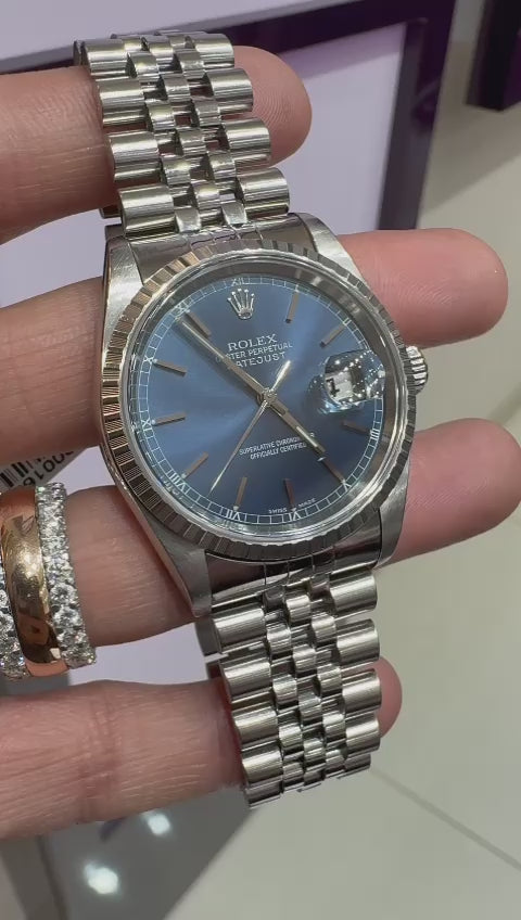 Mens Rolex Datejust Watch 16220 | 36mm | Blue Index Dial | Jubilee