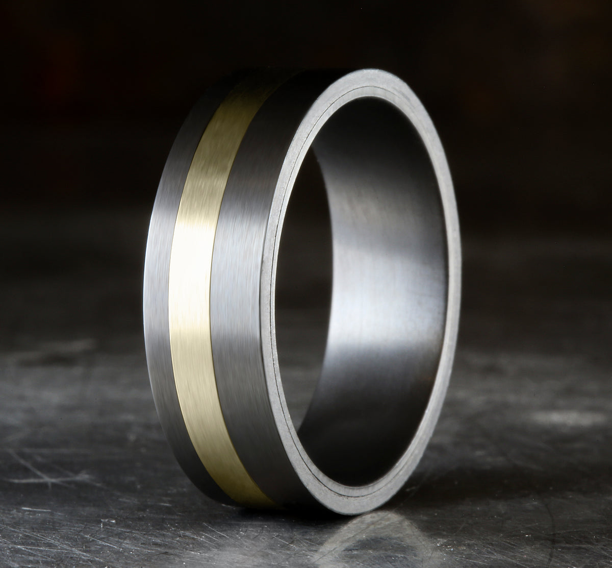 THE HERO 7mm Tantalum Dark/14K Yellow Benchmark men's wedding band