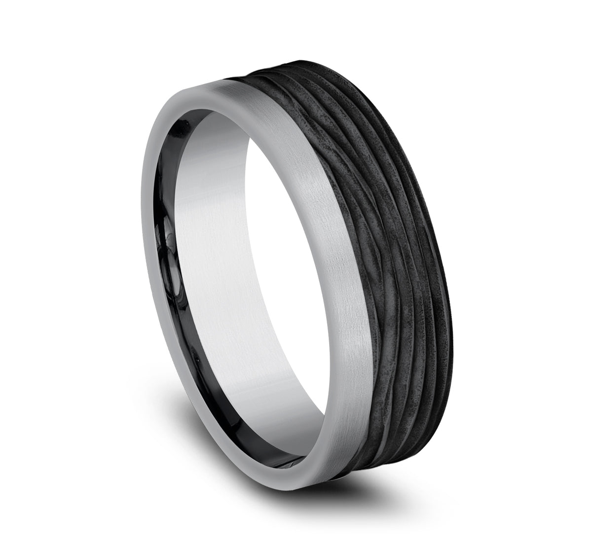 THE HICKORY 7mm Tantalum Grey/Black Titanium Benchmark men's wedding band