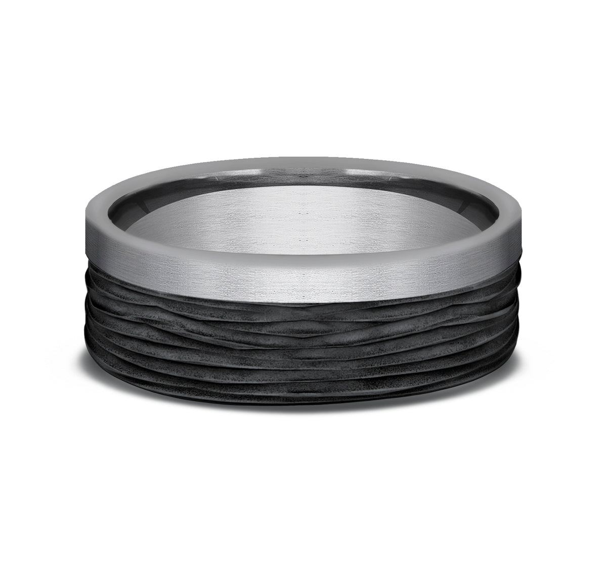 THE HICKORY 7mm Tantalum Grey/Black Titanium Benchmark men's wedding band