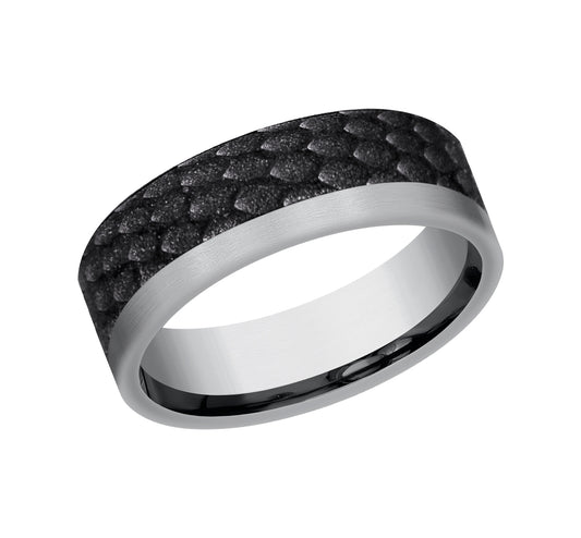THE TALON 7mm Tantalum Grey/Black Titanium Benchmark men's wedding band