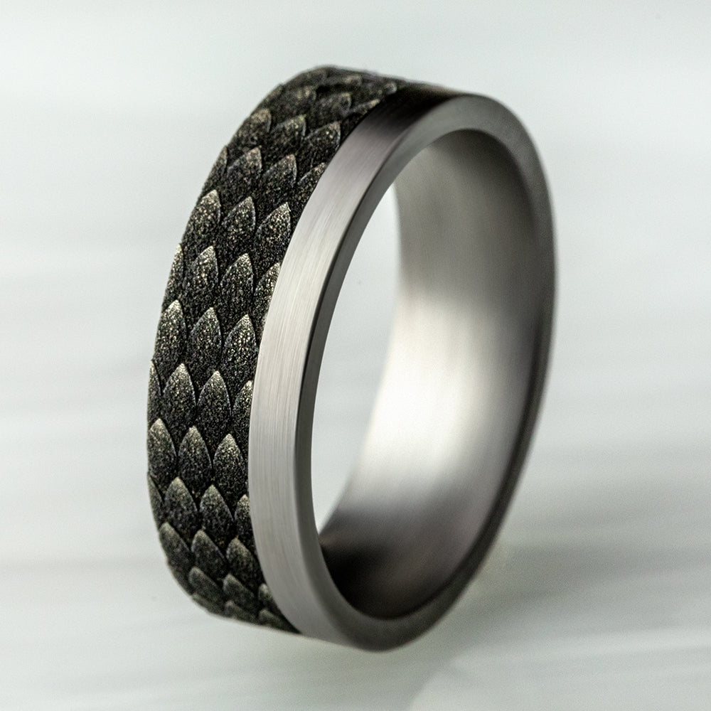 THE TALON 7mm Tantalum Grey/Black Titanium Benchmark men's wedding band