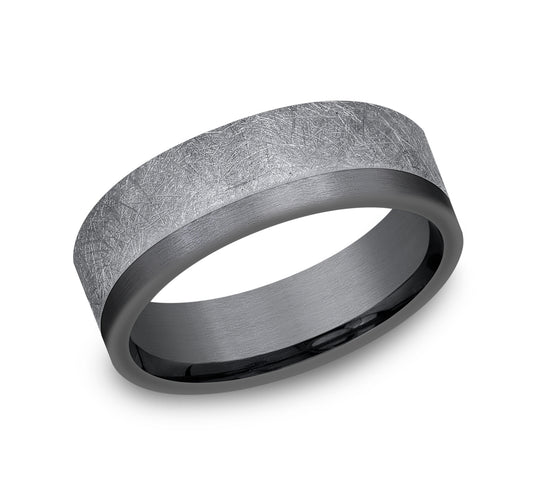THE TIDE 7mm Tantalum Grey/Dark Benchmark men's wedding band