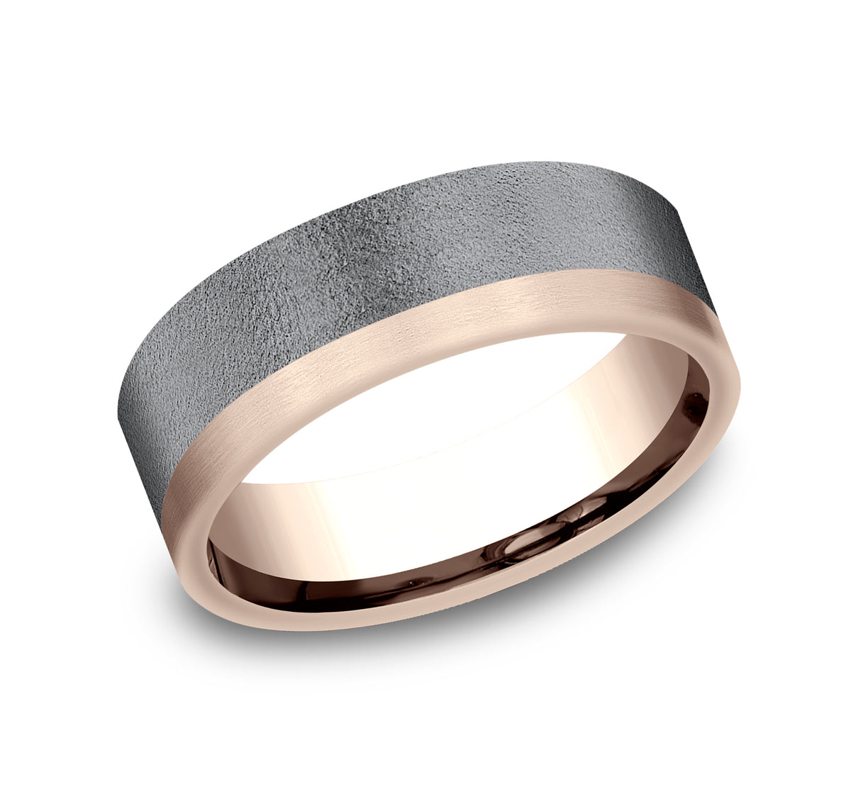 THE GAUGE 7mm 14K Rose/Tantalum Dark Benchmark men's wedding band