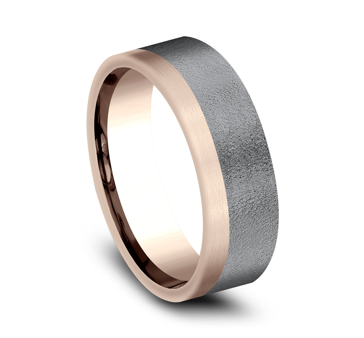 THE GAUGE 7mm 14K Rose/Tantalum Dark Benchmark men's wedding band
