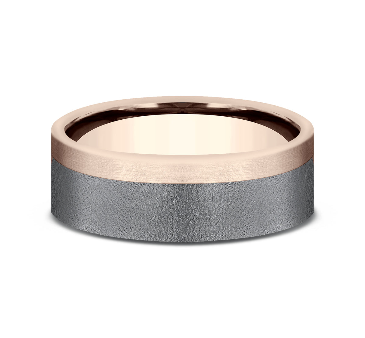 THE GAUGE 7mm 14K Rose/Tantalum Dark Benchmark men's wedding band