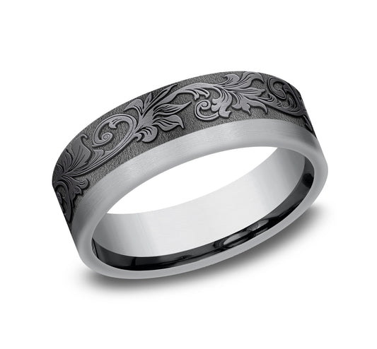 THE ESQUIRE 7mm Tantalum Grey/Dark Benchmark men's wedding band