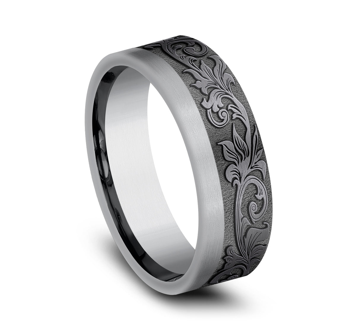 THE ESQUIRE 7mm Tantalum Grey/Dark Benchmark men's wedding band