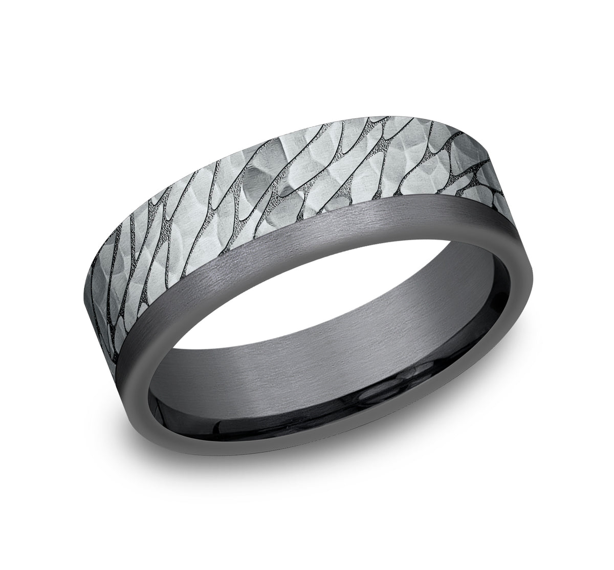 THE CASPIAN 7mm Tantalum Dark/14K White Benchmark men's wedding band