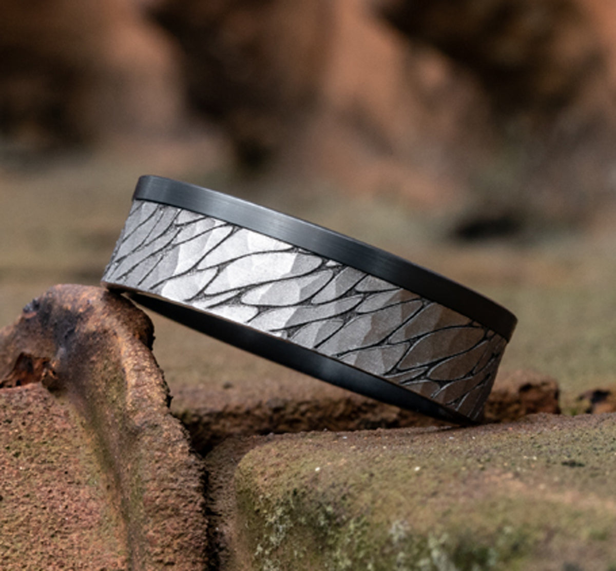THE CASPIAN 7mm Tantalum Dark/14K White Benchmark men's wedding band