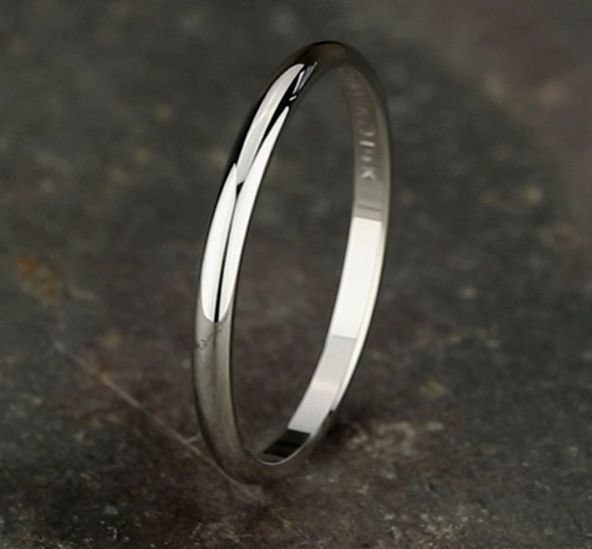 Regular Dome Classic Fit 2mm 14K White Benchmark men's wedding band