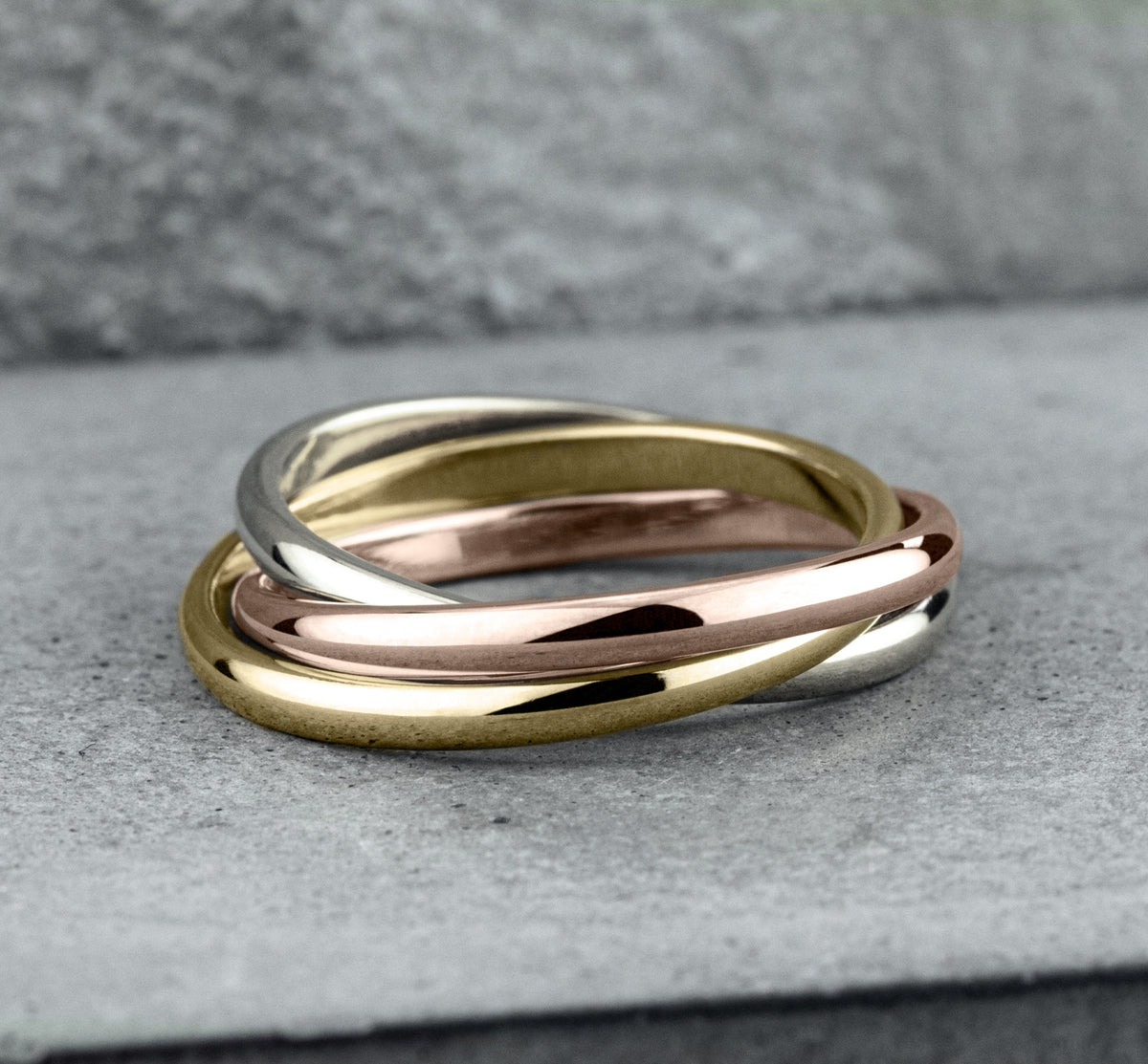 THE BOLEYN 2mm 14K White/Yellow/Rose Benchmark men's wedding band