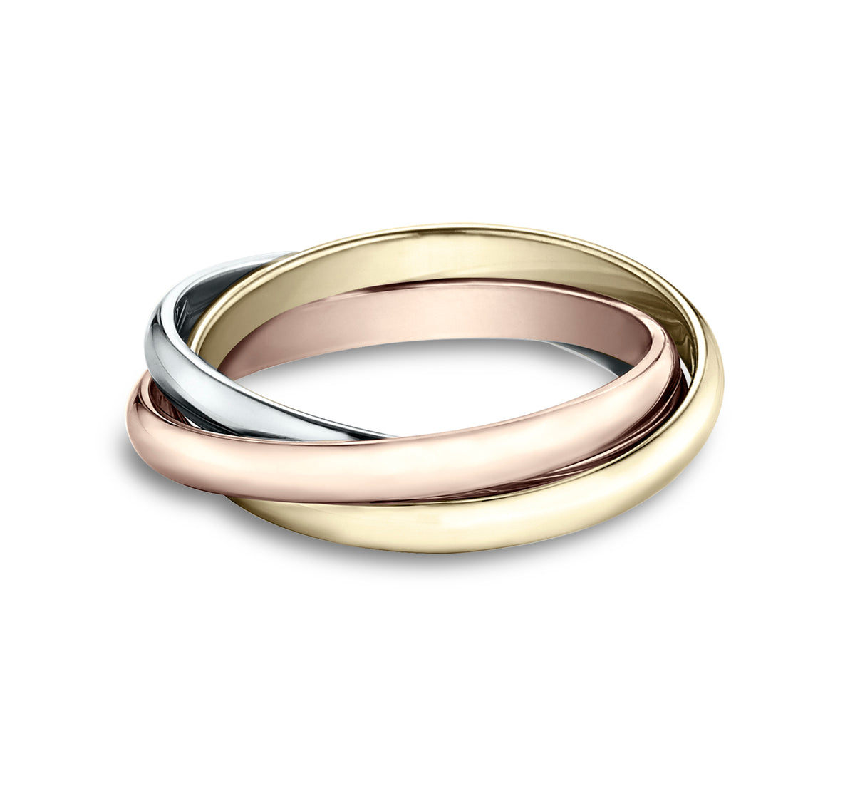 THE BOLEYN 2mm 14K White/Yellow/Rose Benchmark men's wedding band