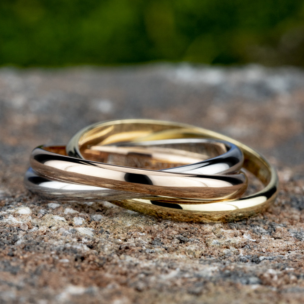 THE BOLEYN 2mm 14K White/Yellow/Rose Benchmark men's wedding band