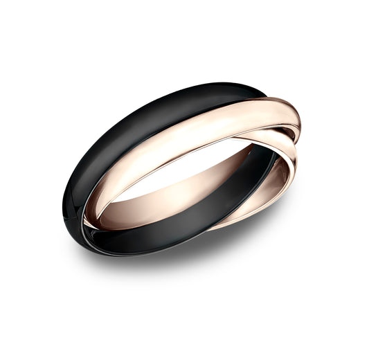 THE VICTORIA 3mm 14K Rose/Ceramic Benchmark men's wedding band