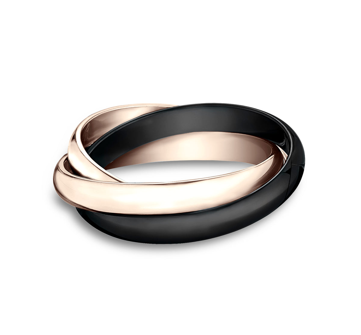 THE VICTORIA 3mm 14K Rose/Ceramic Benchmark men's wedding band