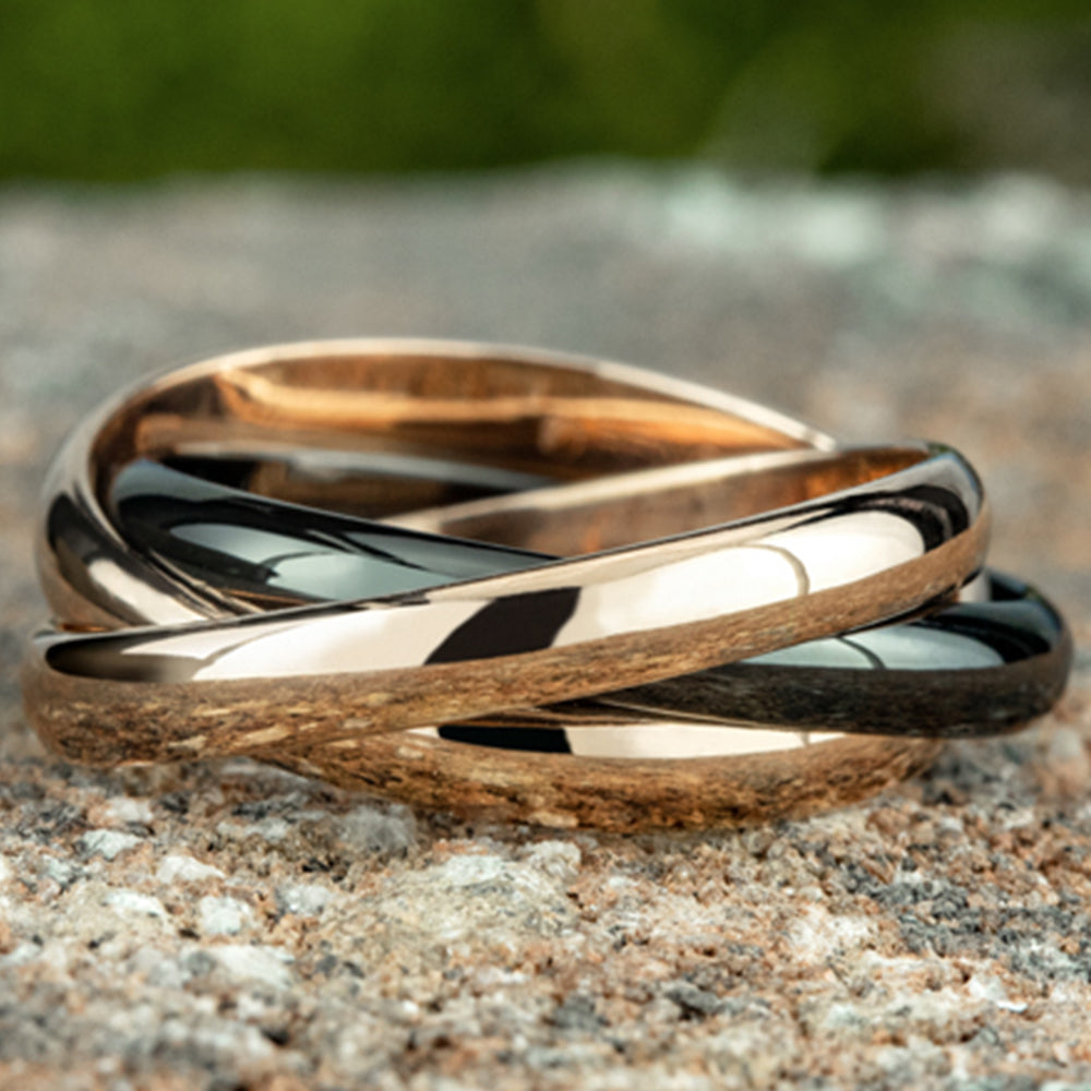 THE VICTORIA 3mm 14K Rose/Ceramic Benchmark men's wedding band