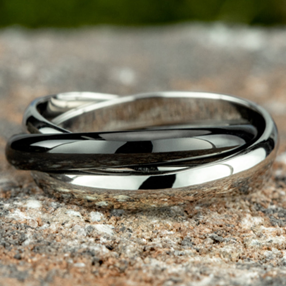 THE TUDOR 3mm 14K White/Ceramic Benchmark men's wedding band