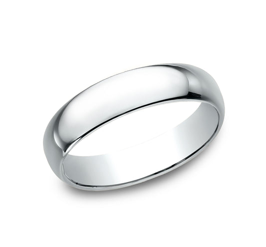 Regular Dome Classic Fit 5mm 14K White Benchmark men's wedding band