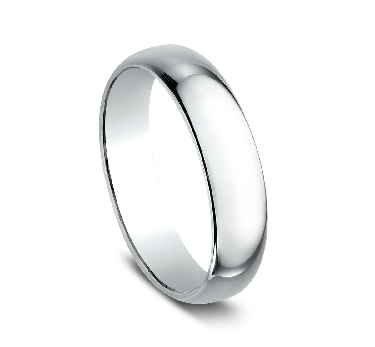 Regular Dome Classic Fit 5mm 14K White Benchmark men's wedding band