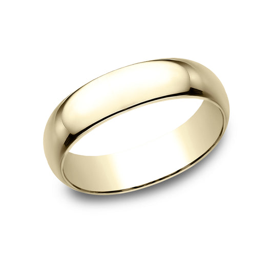 Regular Dome Classic Fit 6mm 14K Yellow Benchmark men's wedding band