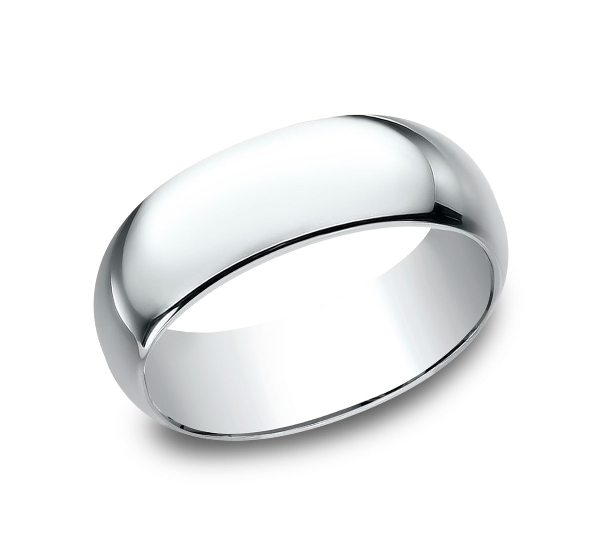 Regular Dome Classic Fit 8mm 14K White Benchmark men's wedding band