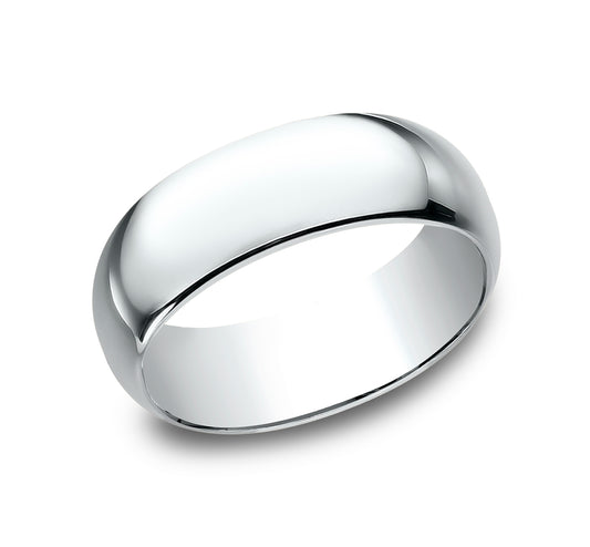 Regular Dome Classic Fit 8mm 14K White Benchmark men's wedding band