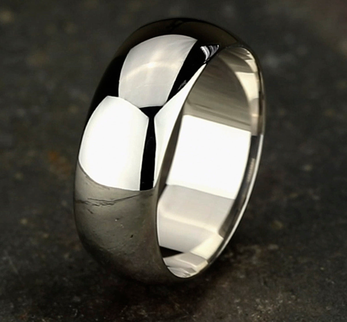 Regular Dome Classic Fit 8mm 14K White Benchmark men's wedding band