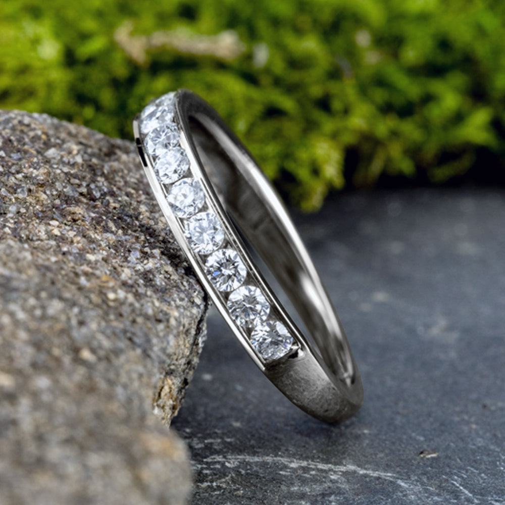 THE LADY 3mm 14K White Benchmark men's wedding band