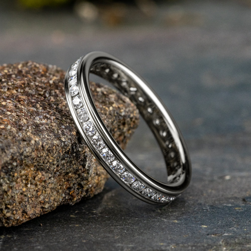 THE DAME 3mm 14K White Benchmark men's wedding band