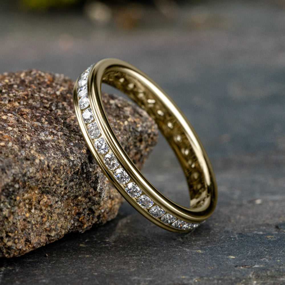 THE DAME 3mm 14K Yellow Benchmark men's wedding band