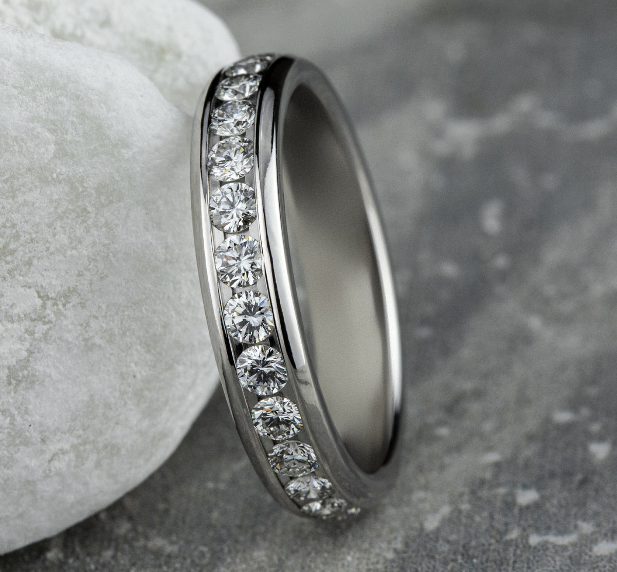 THE DAME 4mm 14K White Benchmark men's wedding band
