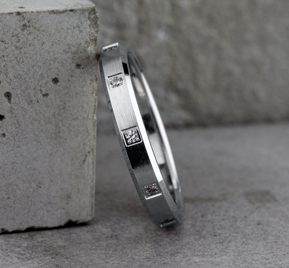 THE STELLA 3mm 14K White Benchmark men's wedding band