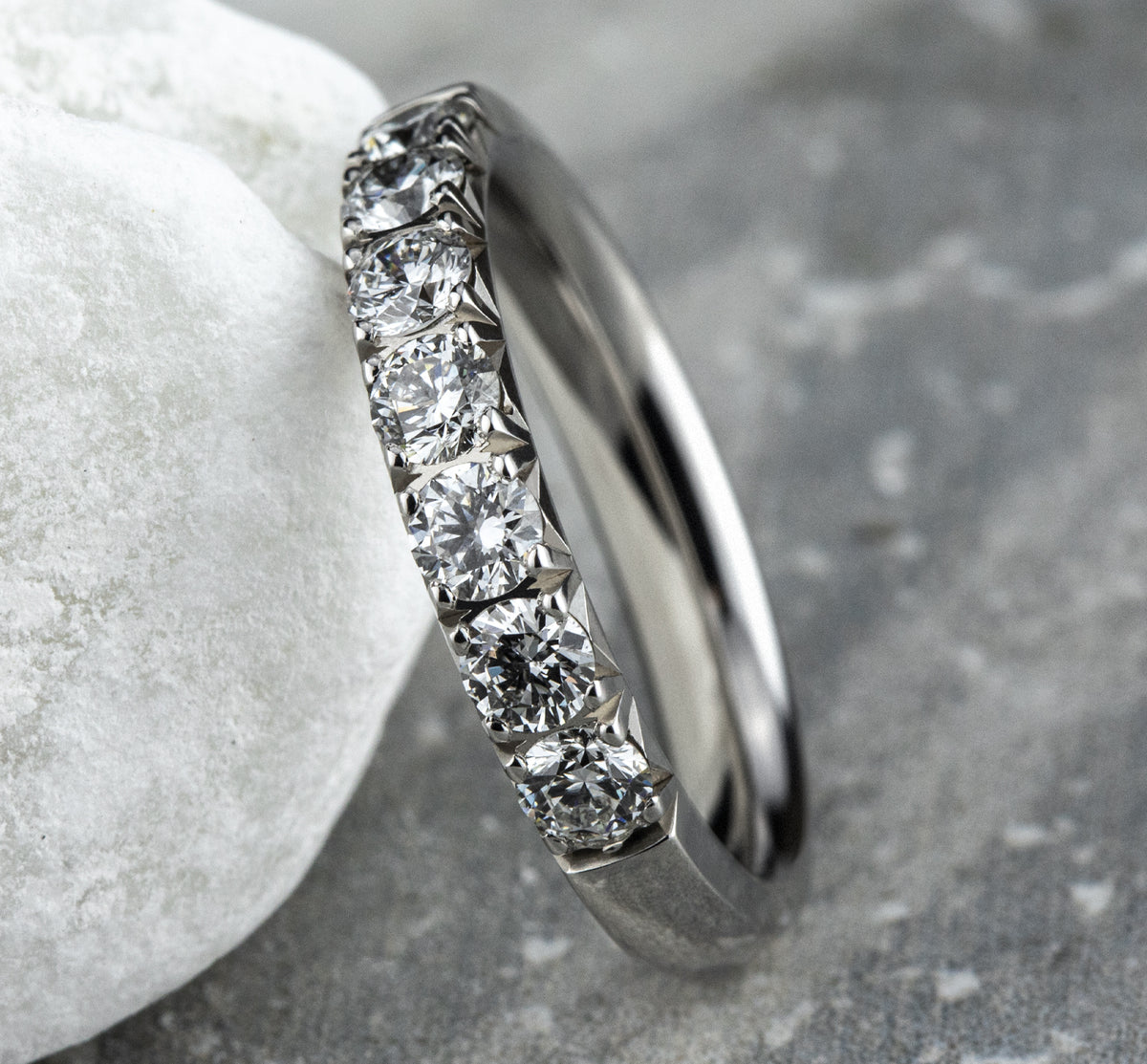 THE MINDY 3mm 14K White Benchmark men's wedding band