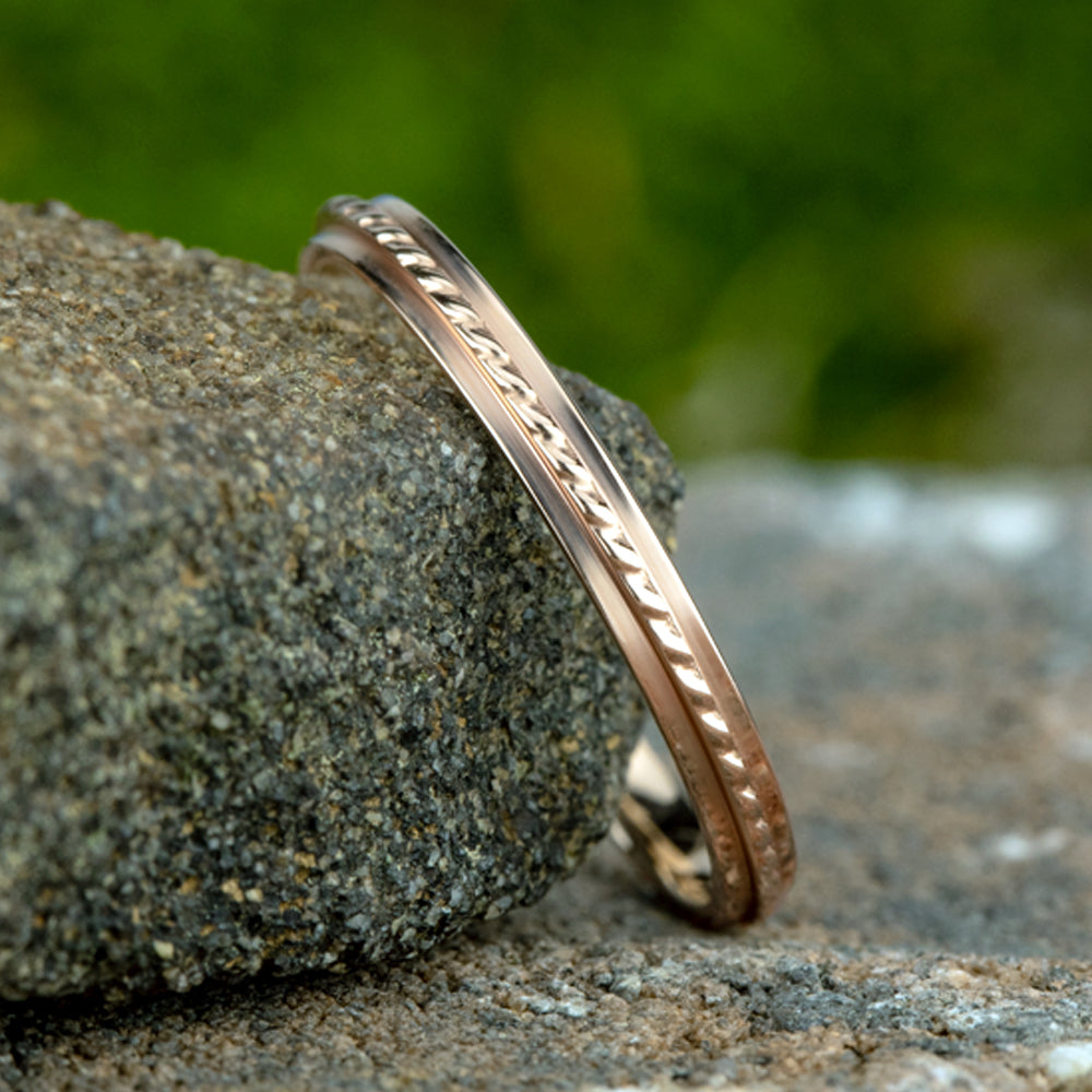 THE STYLIST 2mm 14K Rose Benchmark men's wedding band