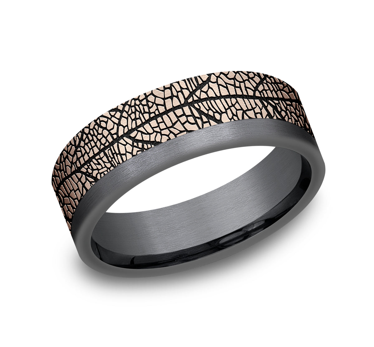 THE OZARK 7mm 14K Rose/Tantalum Dark Benchmark men's wedding band