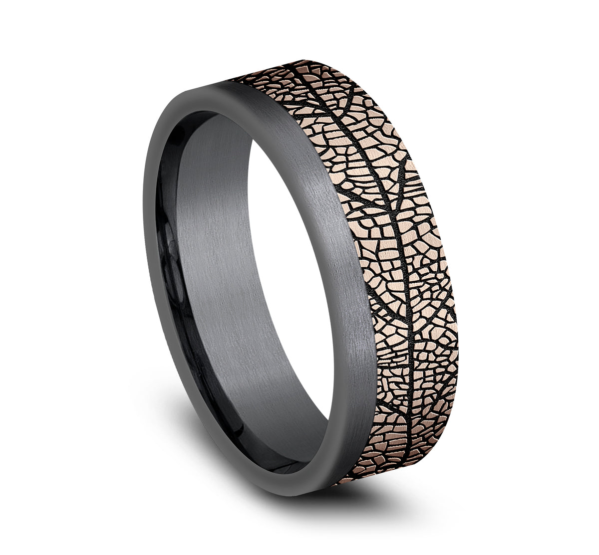 THE OZARK 7mm 14K Rose/Tantalum Dark Benchmark men's wedding band