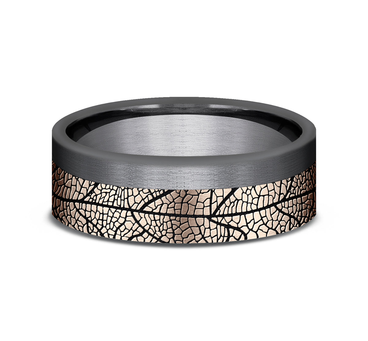 THE OZARK 7mm 14K Rose/Tantalum Dark Benchmark men's wedding band