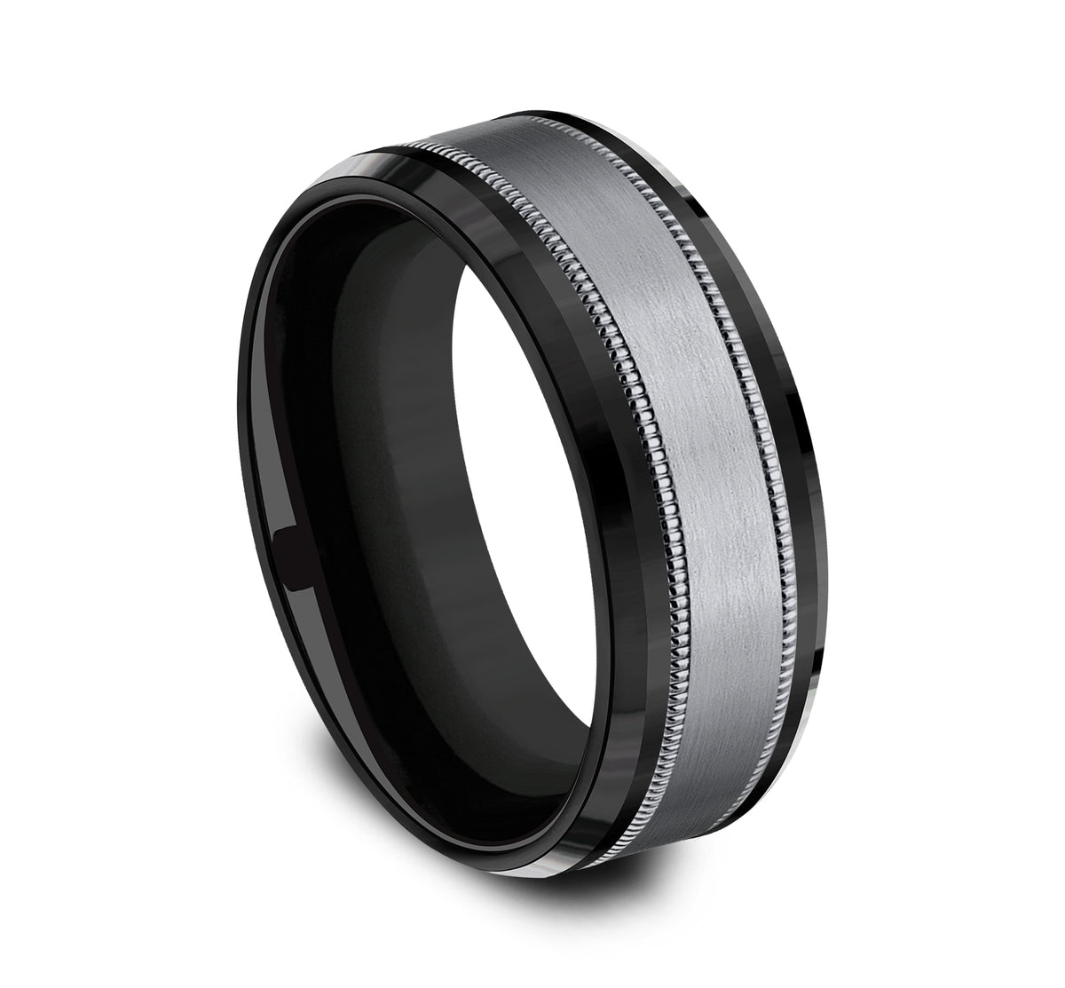 THE PROFESSOR 8mm Black Titanium/Tantalum Grey Benchmark men's wedding band