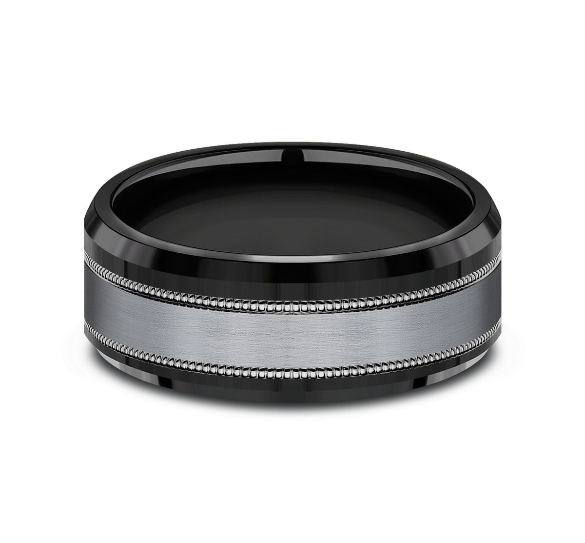 THE PROFESSOR 8mm Black Titanium/Tantalum Grey Benchmark men's wedding band