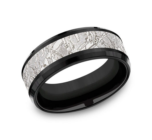 THE MATRIX 8mm Black Titanium/Tantalum Grey Benchmark men's wedding band