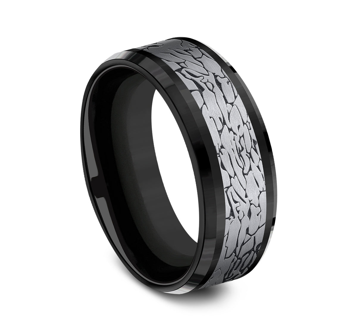 THE LEGEND 8mm Black Titanium/Tantalum Grey Benchmark men's wedding band